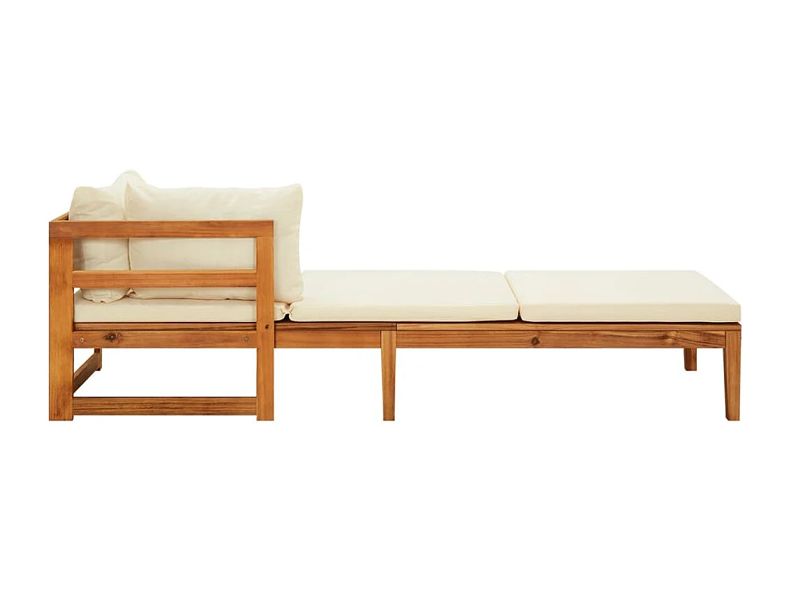 Salon de jardin 3 pcs avec coussins blanc crème Bois d'acacia