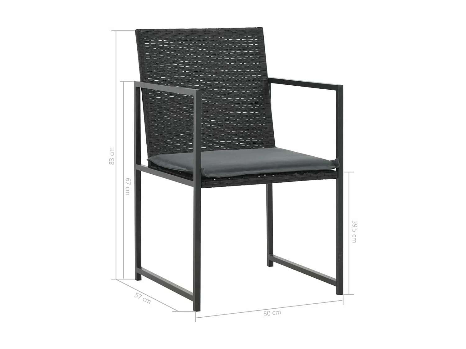 7-tlg. Garten-Essgruppe mit Auflagen Poly Rattan Schwarz