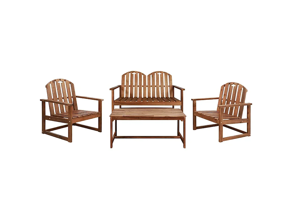 4-delige Loungeset massief acaciahout