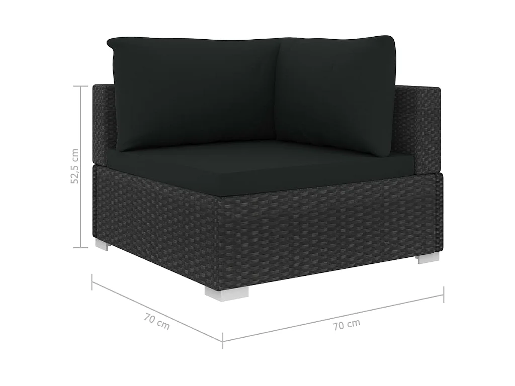 Set Divani da Giardino 12 pz con Cuscini in Polyrattan Nero
