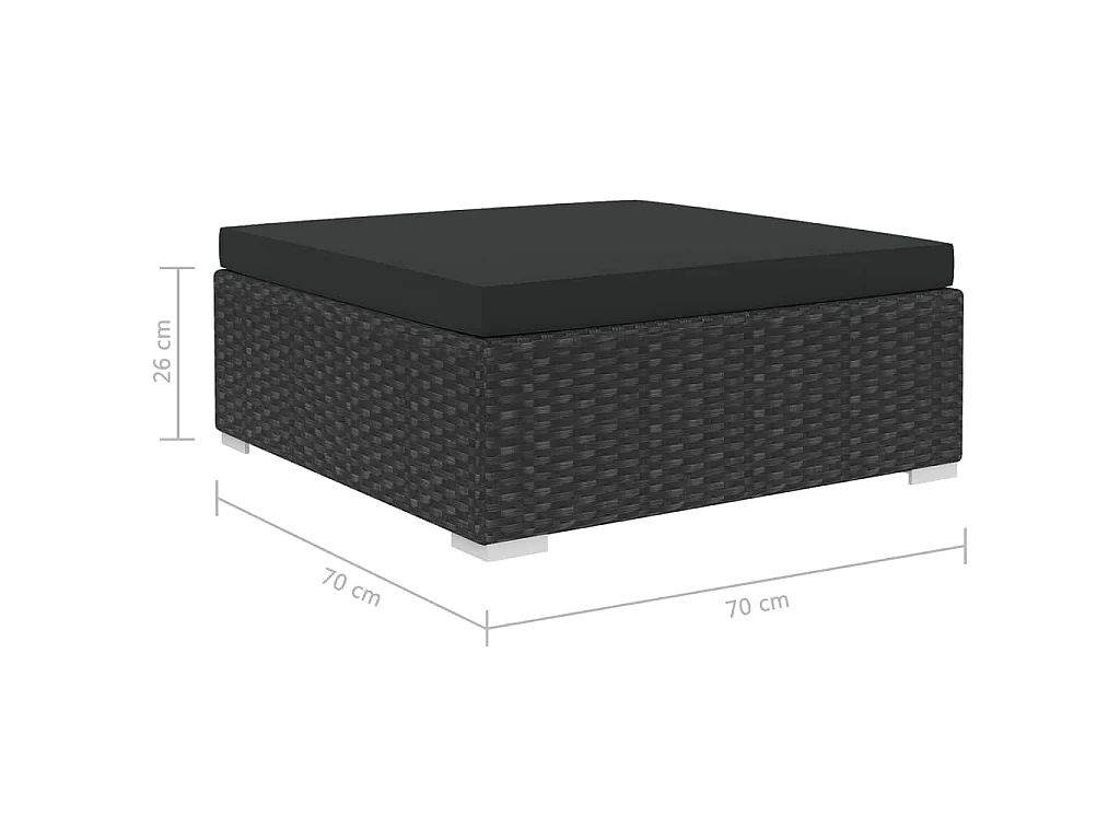 Set Divani da Giardino 12 pz con Cuscini in Polyrattan Nero