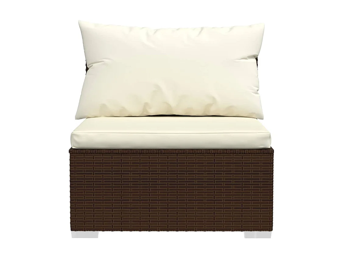 Salon de jardin 12 pcs avec coussins Résine tressée Marron