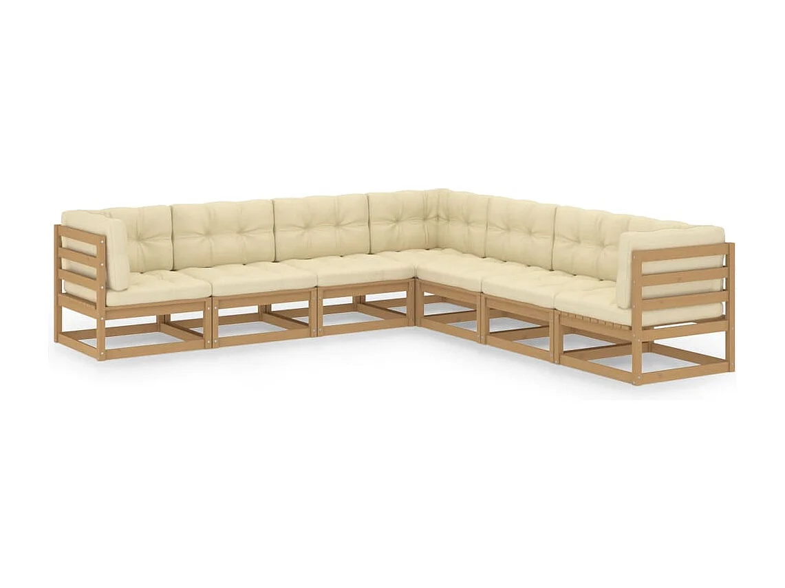 Salon de jardin 7 pcs avec coussins Bois de pin massif