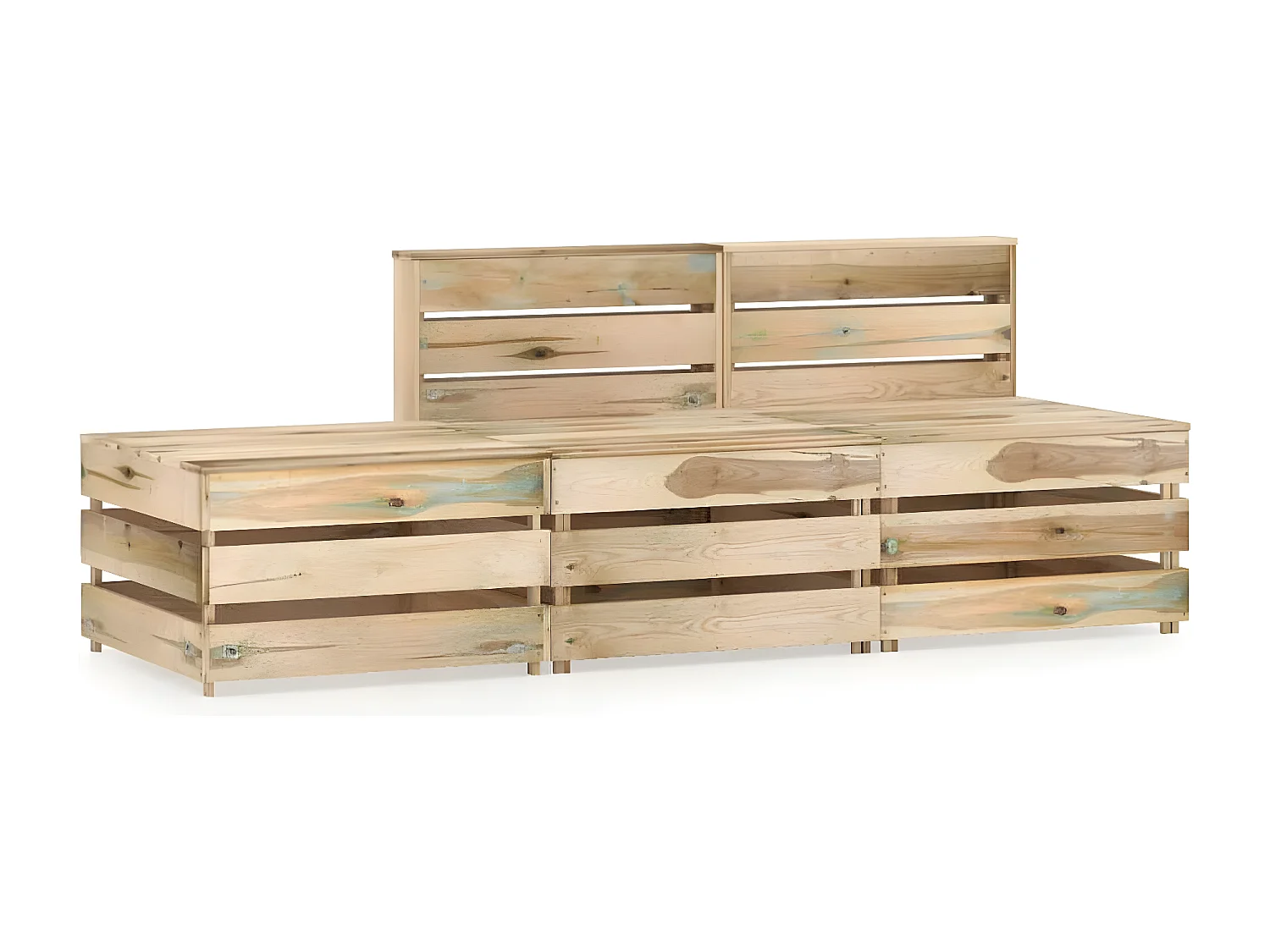 3 pcs conjunto lounge de jardim pinho impregnado verde