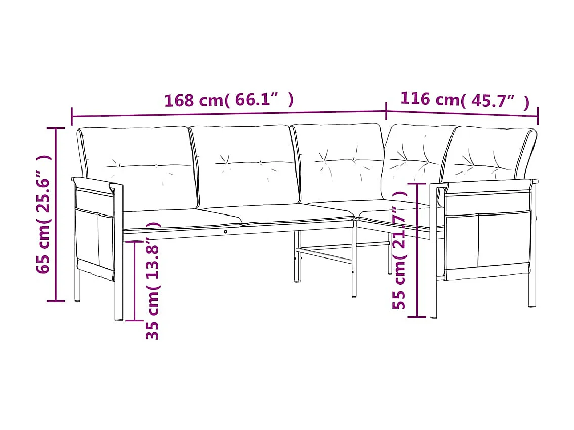 Garten-Ecksofa Anthrazit Stahl und Textilene