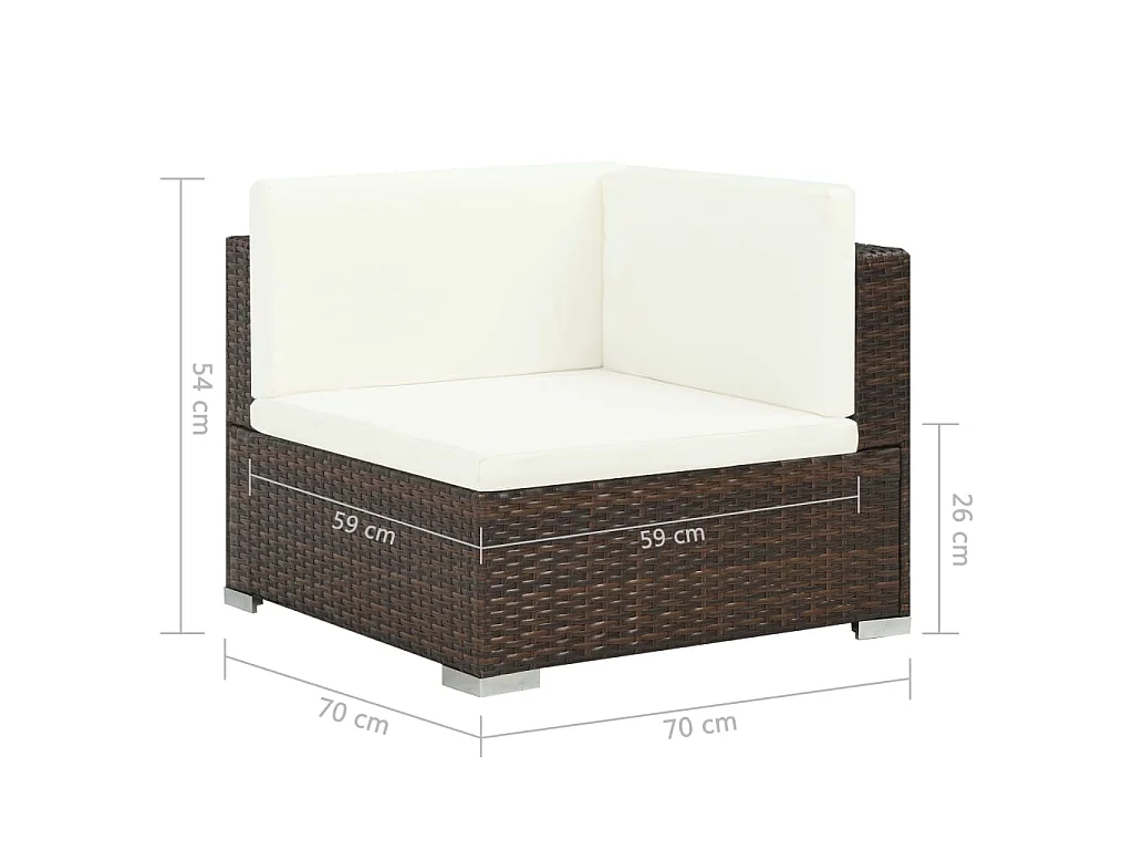 Set Divani da Giardino 6 pz con Cuscini in Polyrattan Marrone