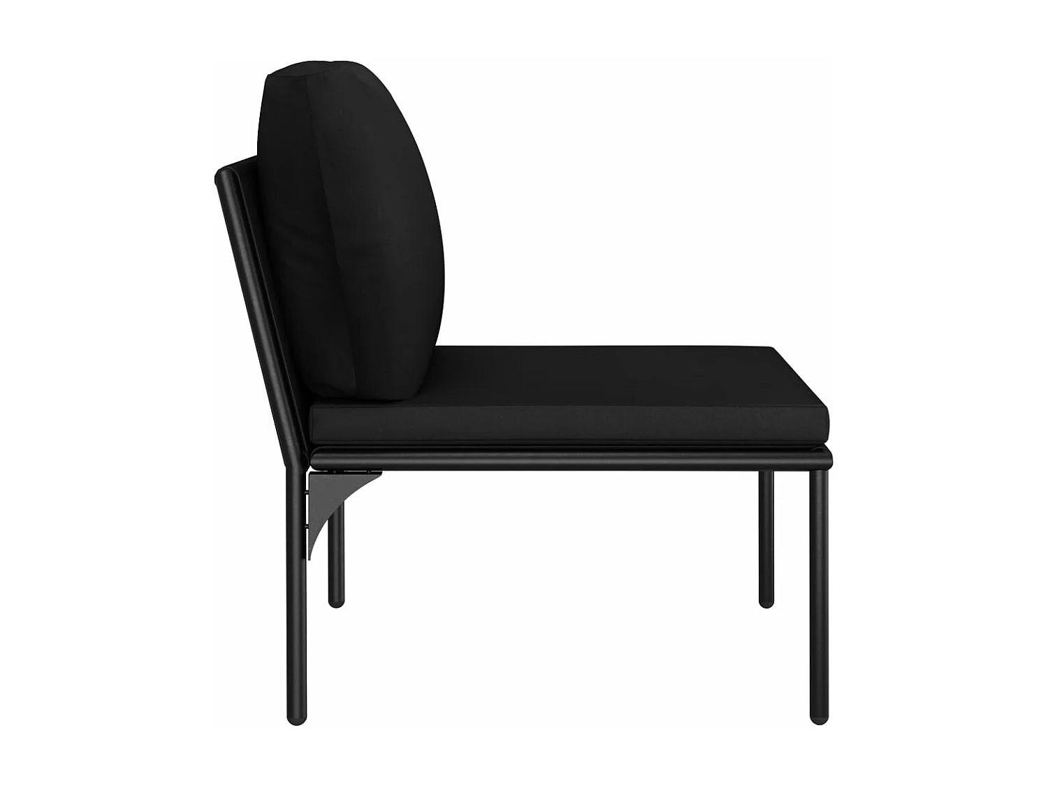 Salon de jardin 3 pcs avec coussins Noir PVC