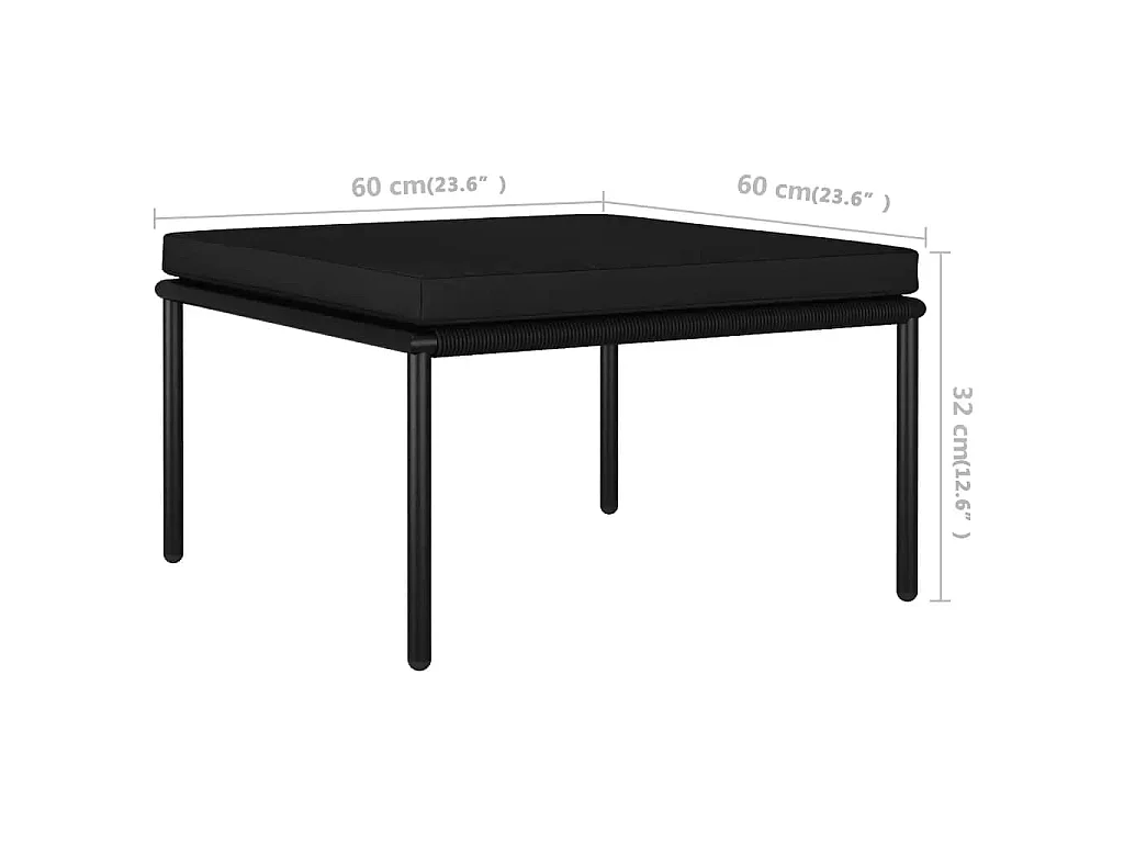 Set Divani da Giardino 3 pz con Cuscini Neri in PVC