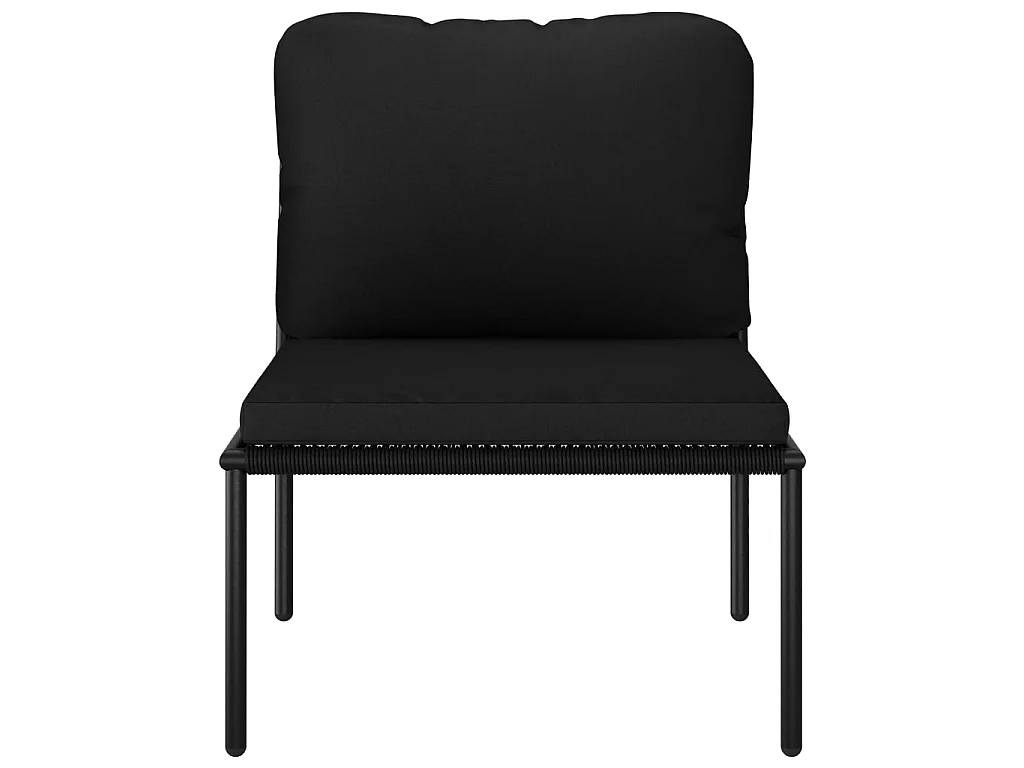 Set Divani da Giardino 3 pz con Cuscini Neri in PVC