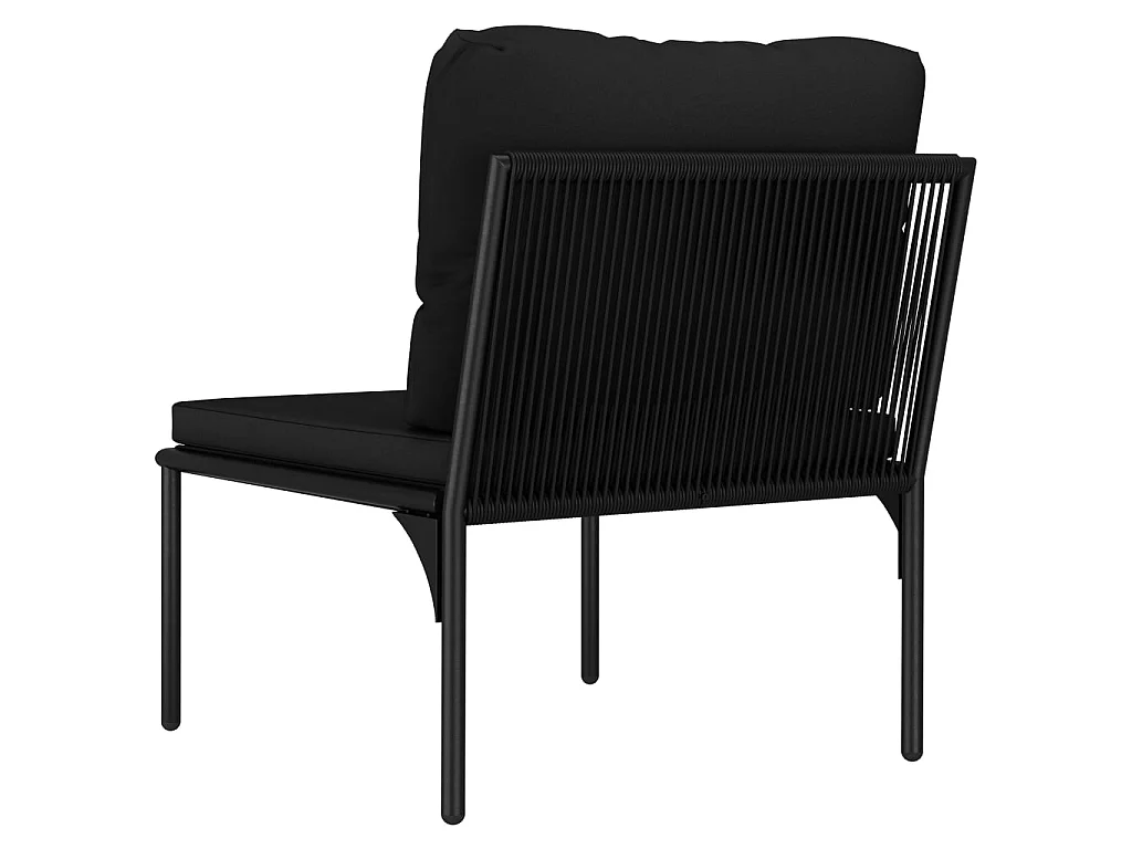 Set Divani da Giardino 3 pz con Cuscini Neri in PVC