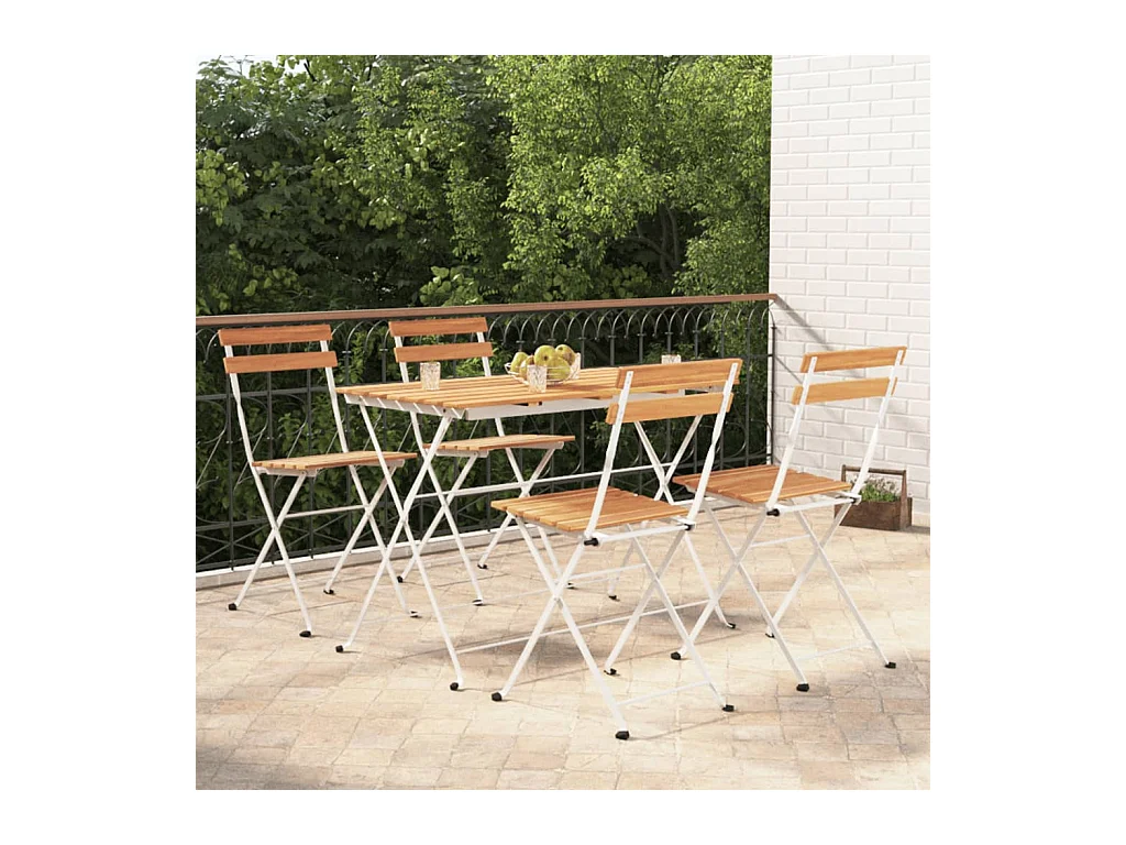 Ensemble de bistro pliable 5 pcs Bois d'acacia solide et acier