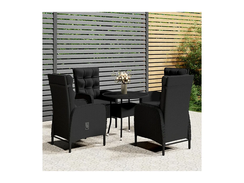 Set da Bistrot per Giardino 5 pz in Polyrattan Nero
