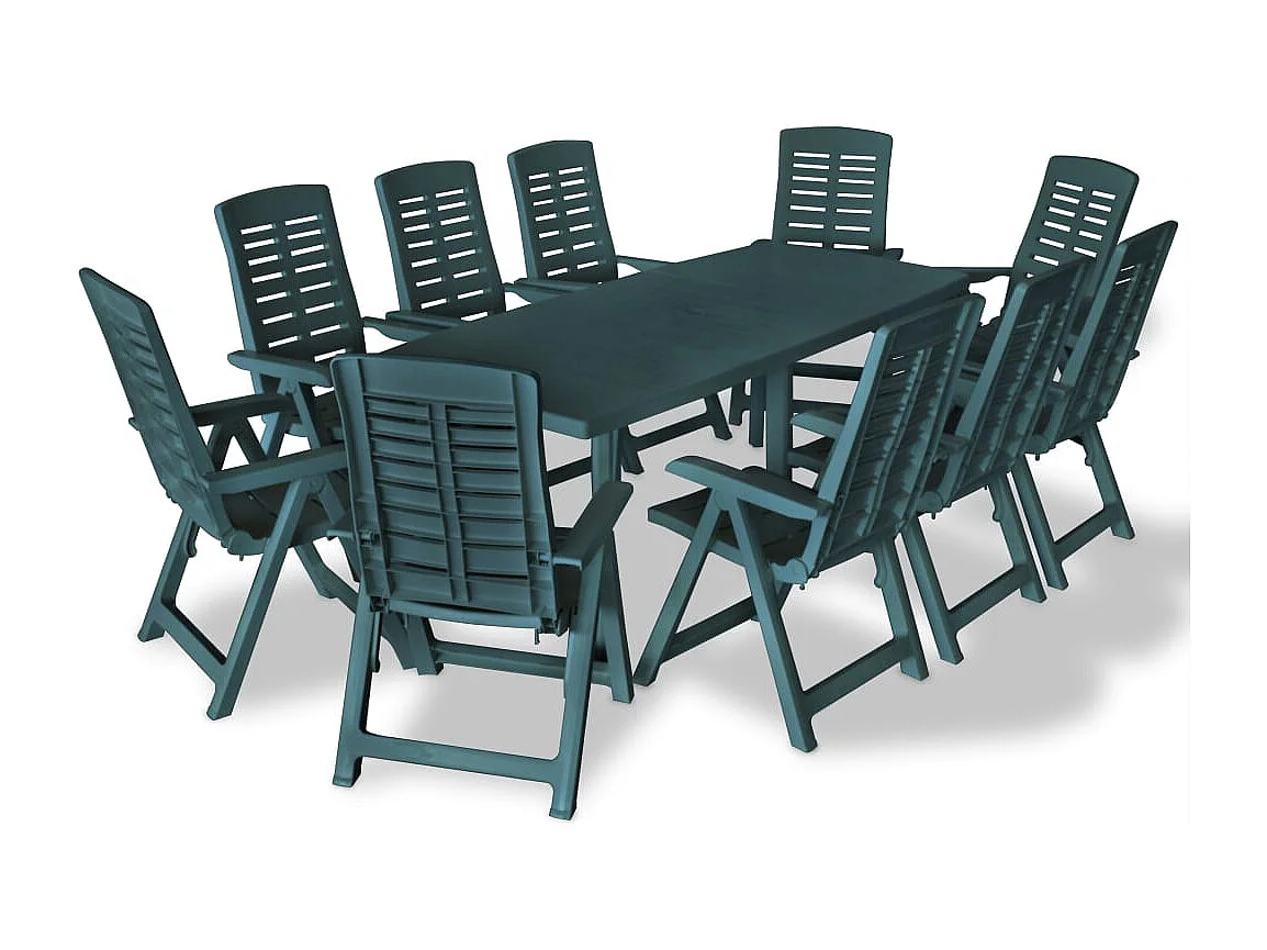 11-tlg. Garten-Essgruppe Kunststoff Grün