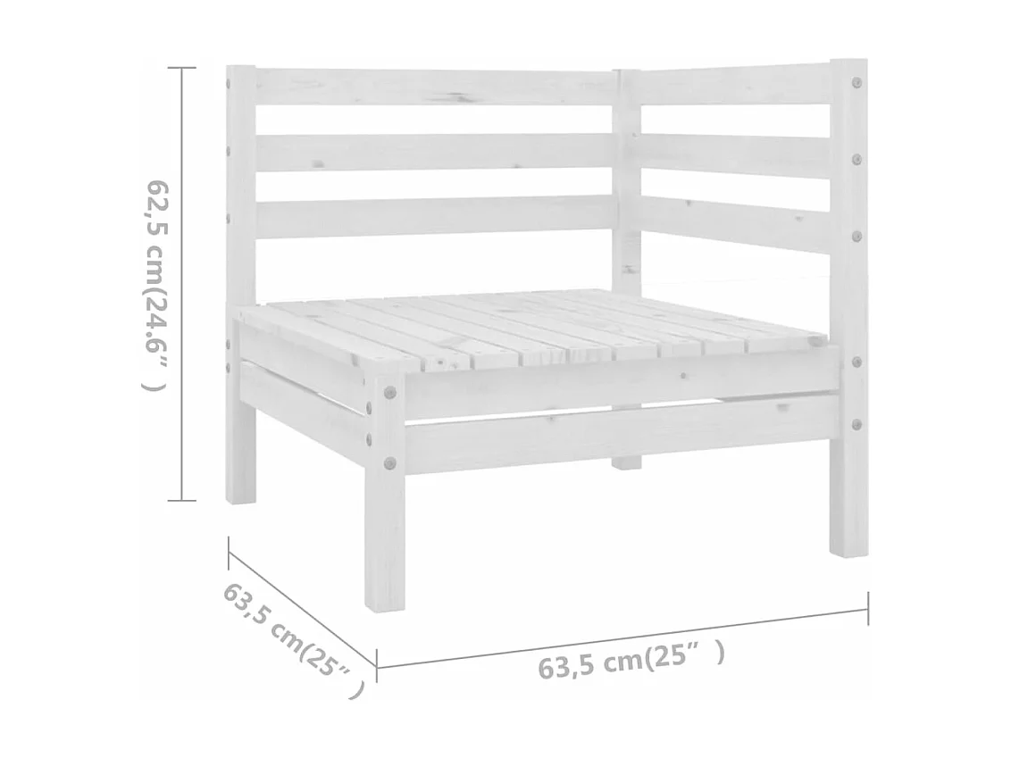 Salon de jardin 6 pcs Bois de pin massif Blanc