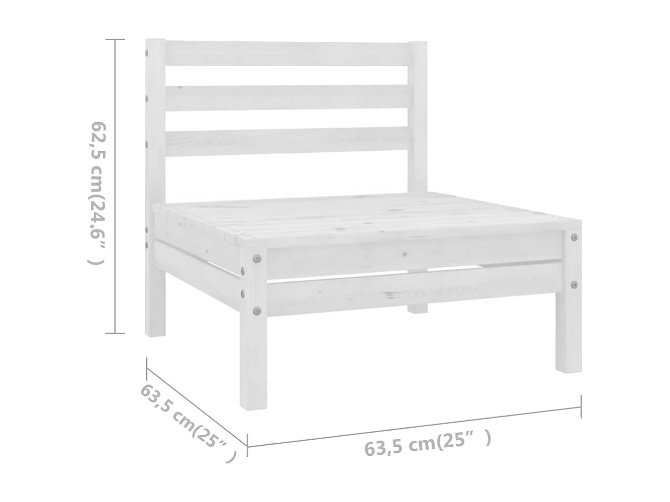 Salon de jardin 6 pcs Bois de pin massif Blanc