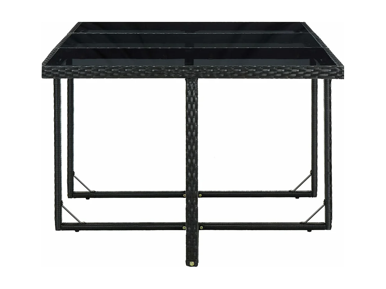 Ensemble à manger d'extérieur 11 pcs coussins poly rotin noir