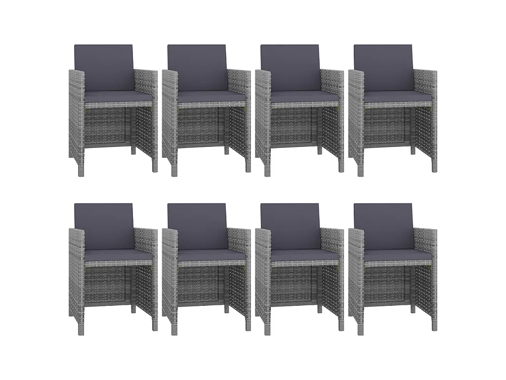 Set da Pranzo da Giardino 9 pz e Cuscini Polyrattan Antracite