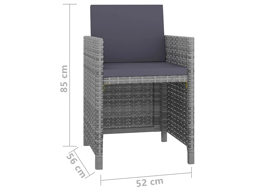 Set da Pranzo da Giardino 9 pz e Cuscini Polyrattan Antracite