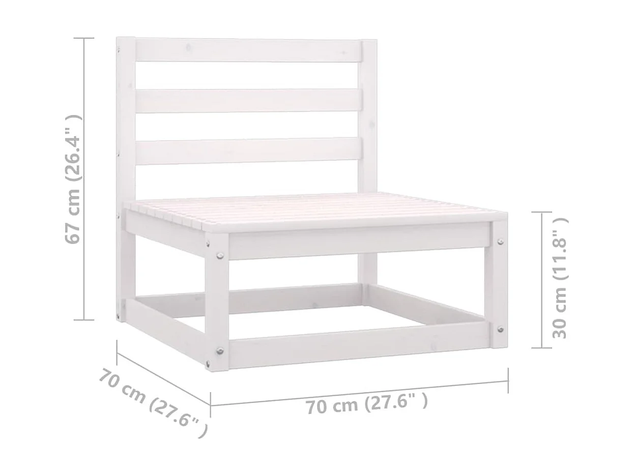 13-delige Loungeset met kussens massief grenenhout wit