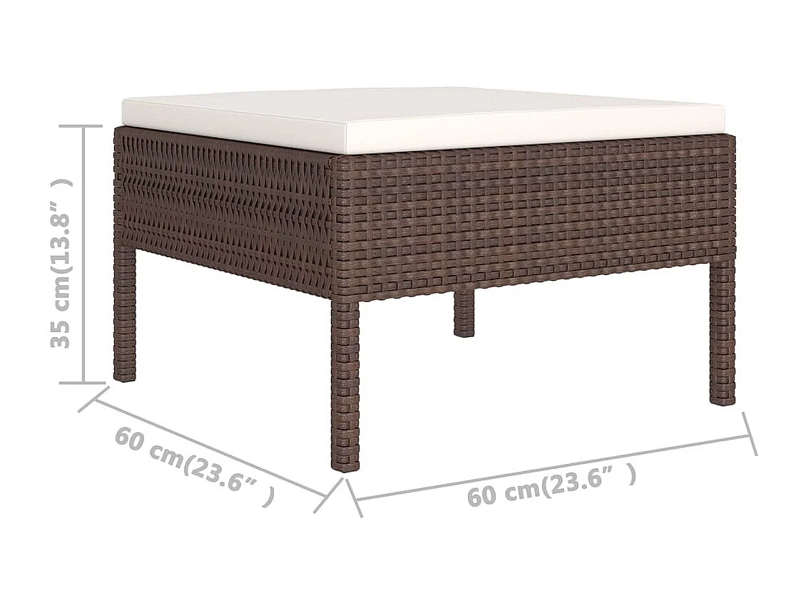 11-delige Loungeset met kussens poly rattan bruin
