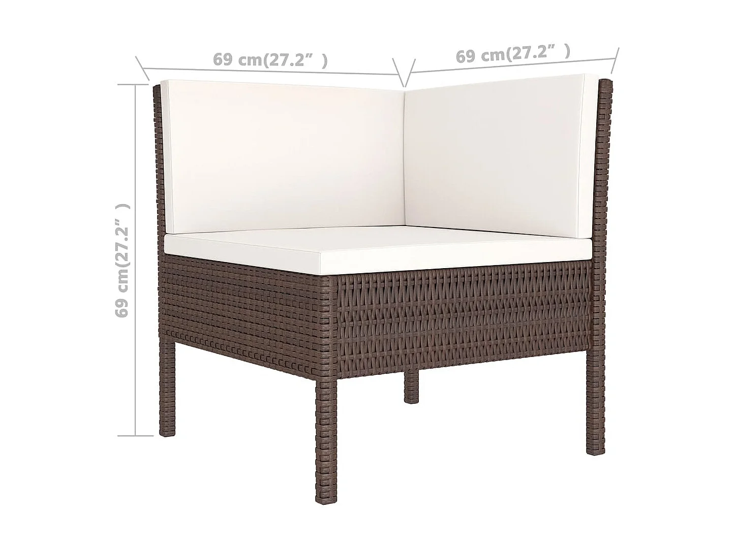 11-delige Loungeset met kussens poly rattan bruin