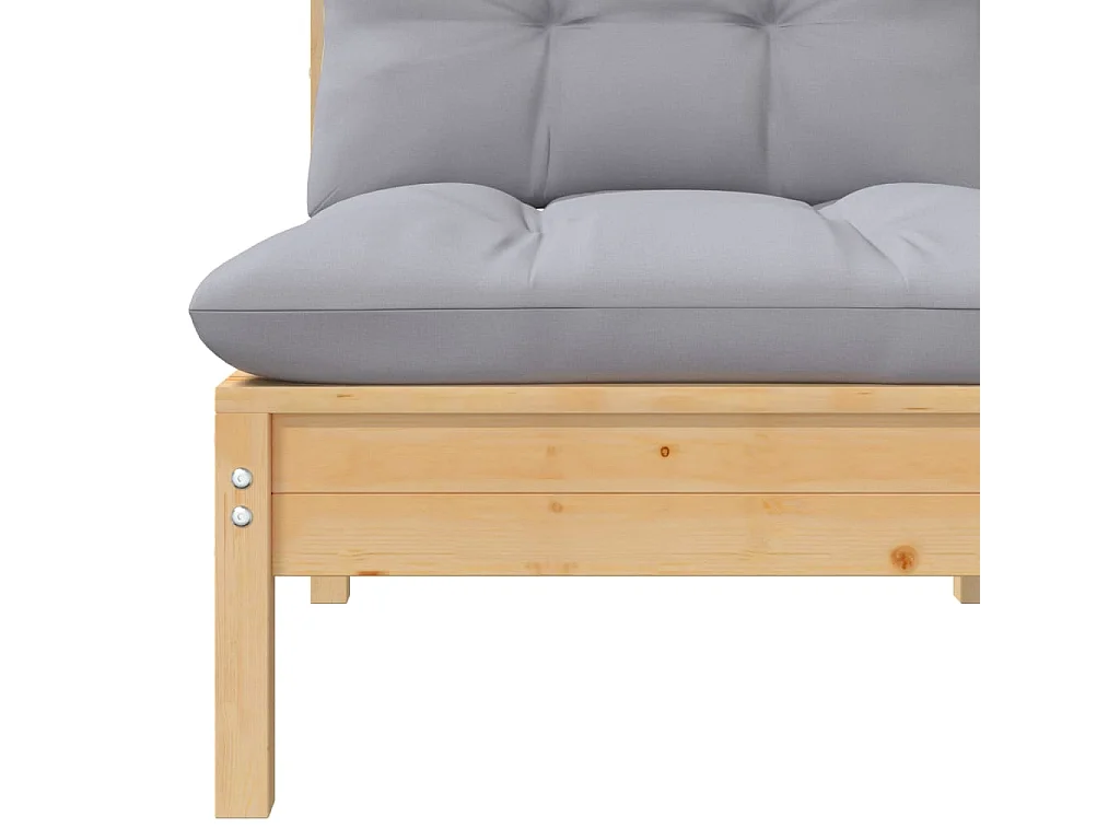 5-tlg. Garten-Lounge-Set mit Grauen Kissen Kiefer Massivholz