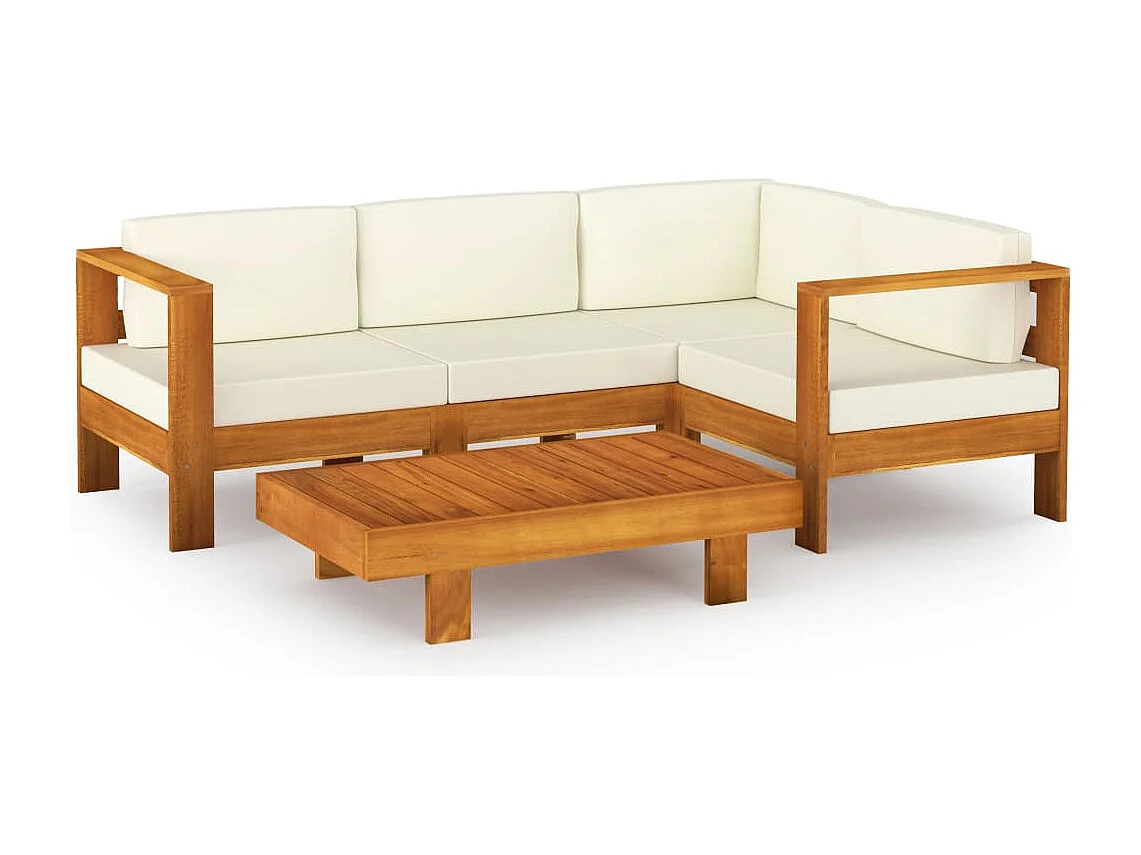 Conjunto de jardín 5 piezas con cojines 100x60 cm madera de acacia