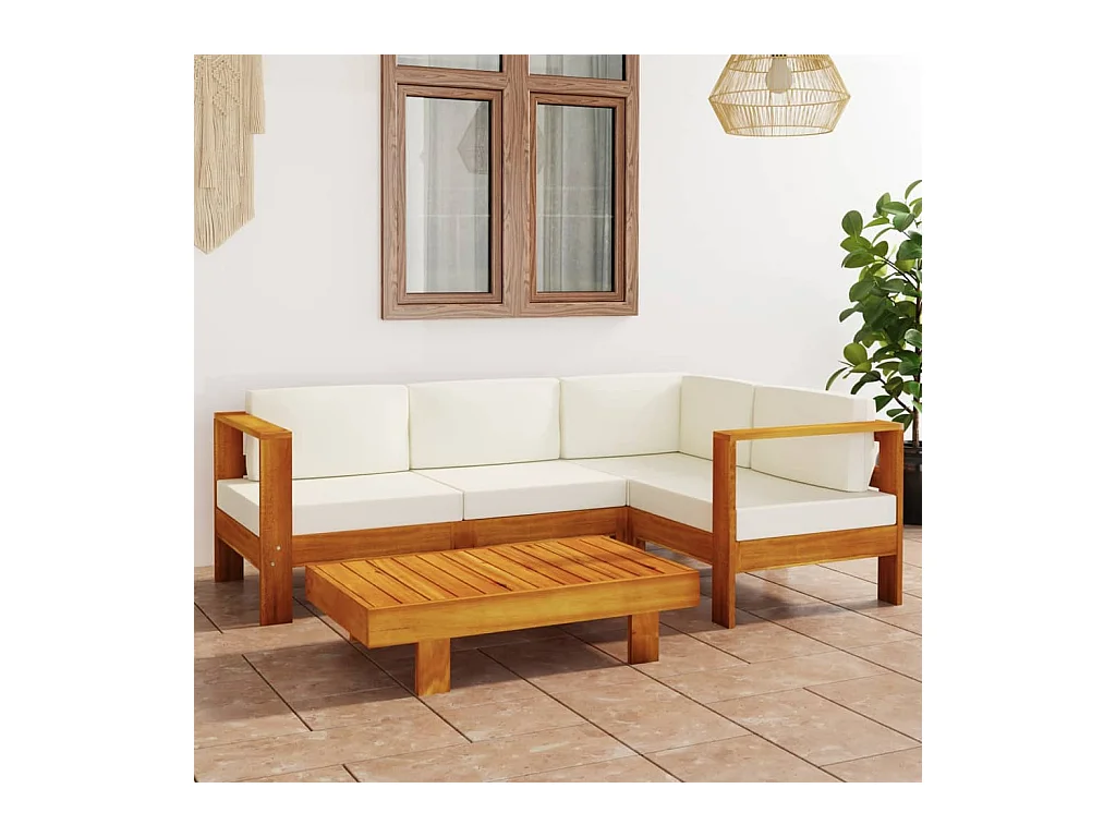 5-delige tuinloungeset met kussens 100x60 cm acaciahout