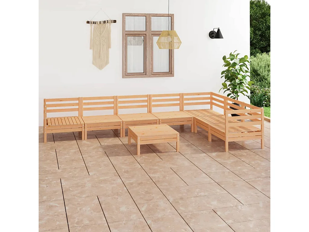 8-tlg. Garten-Lounge-Set Massivholz Kiefer
