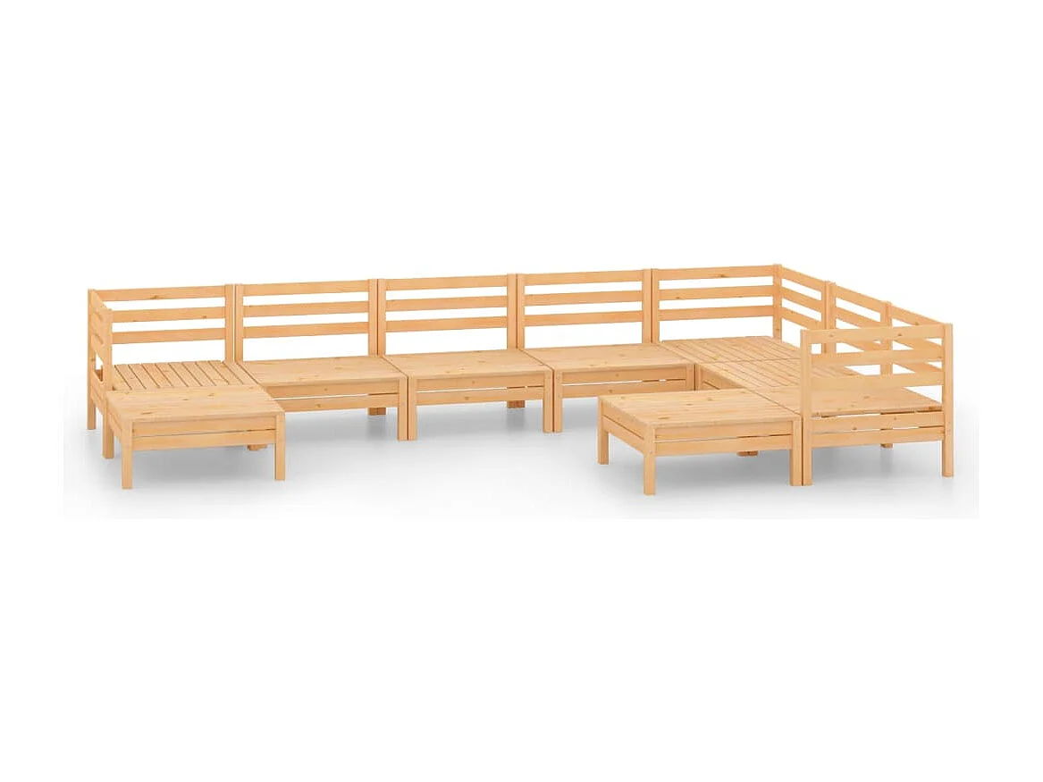 Set Salotto da Giardino 9 pz in Legno Massello di Pino