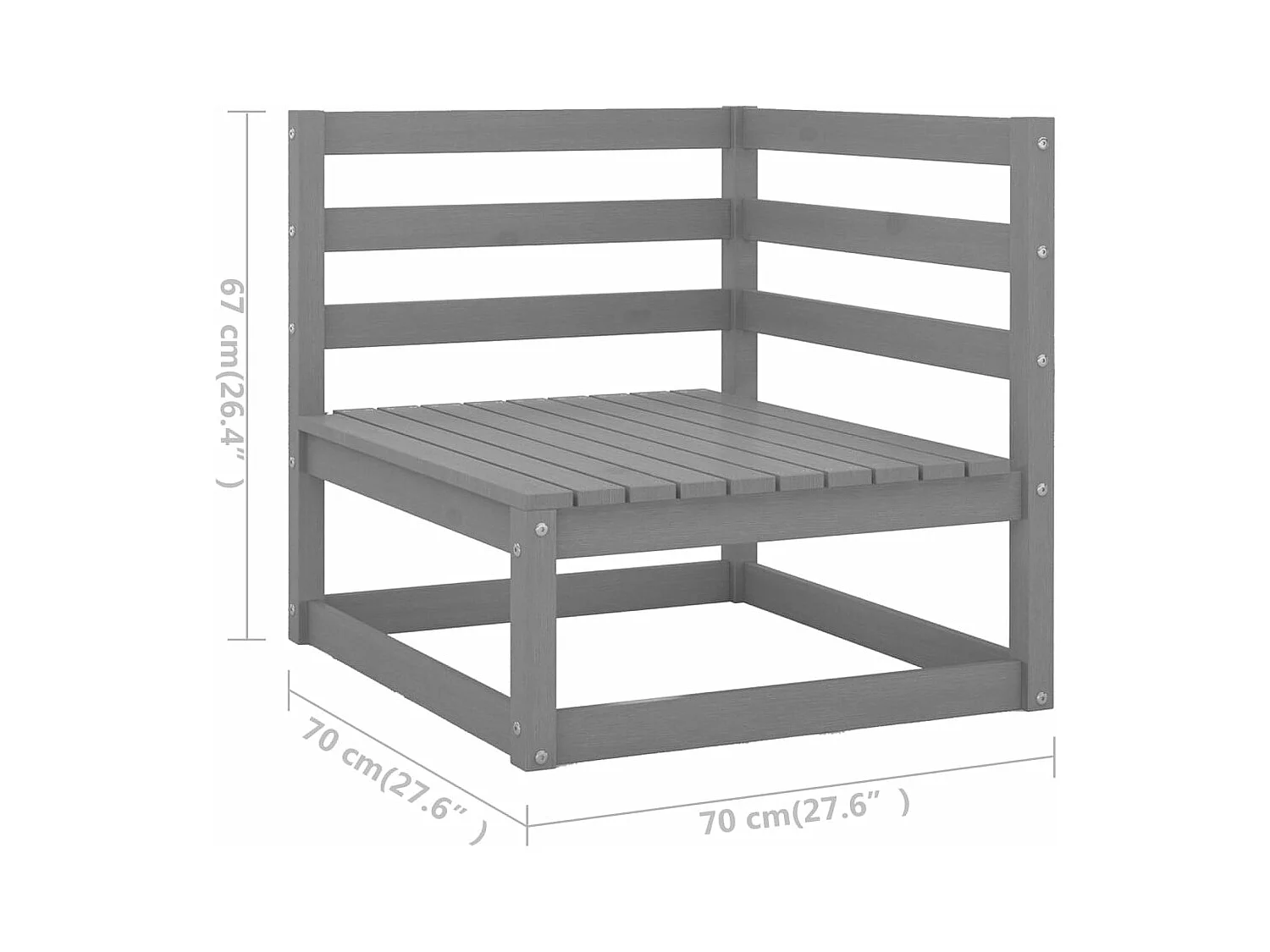 9-delige Loungeset met kussens massief grenenhout grijs