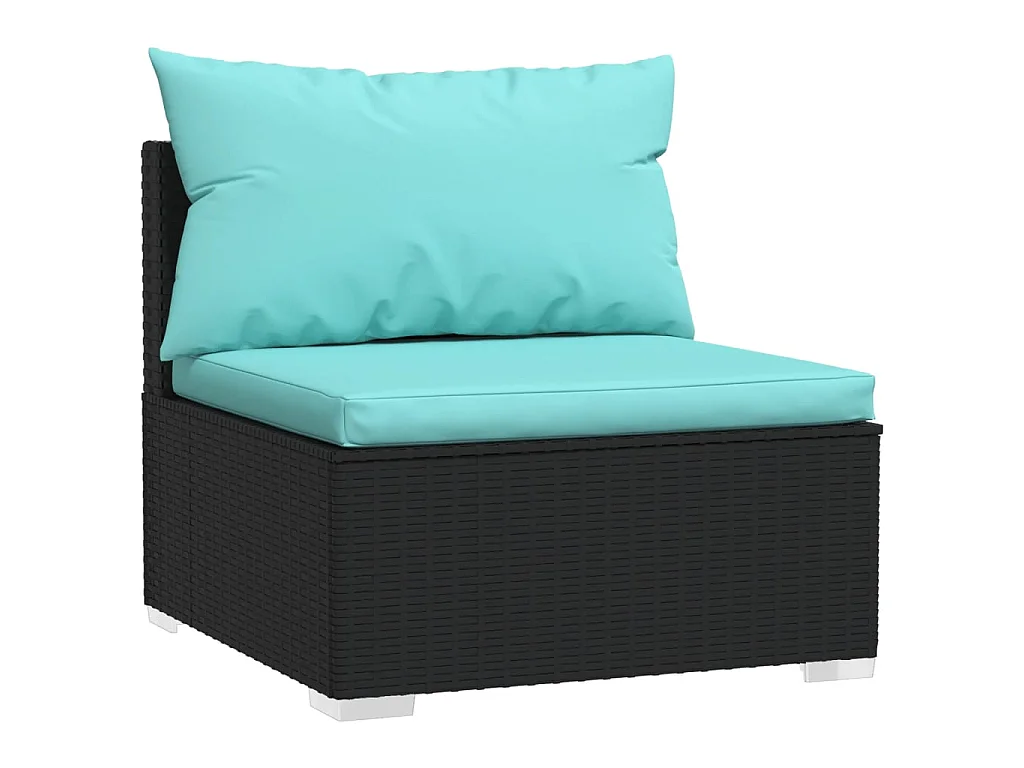 4-tlg. Garten-Lounge-Set mit Kissen Poly Rattan Schwarz