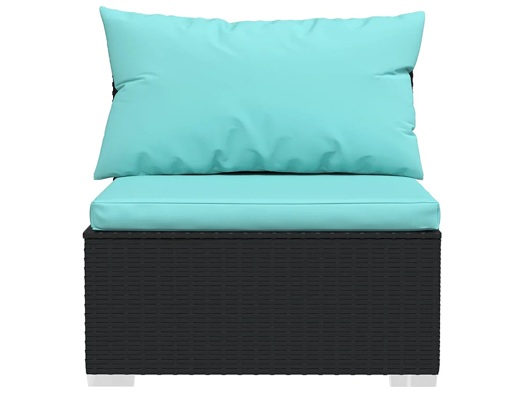 4-tlg. Garten-Lounge-Set mit Kissen Poly Rattan Schwarz
