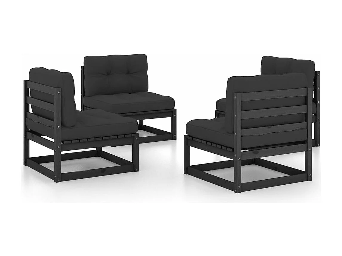 4 pcs conjunto lounge de jardim com almofadões pinho maciço