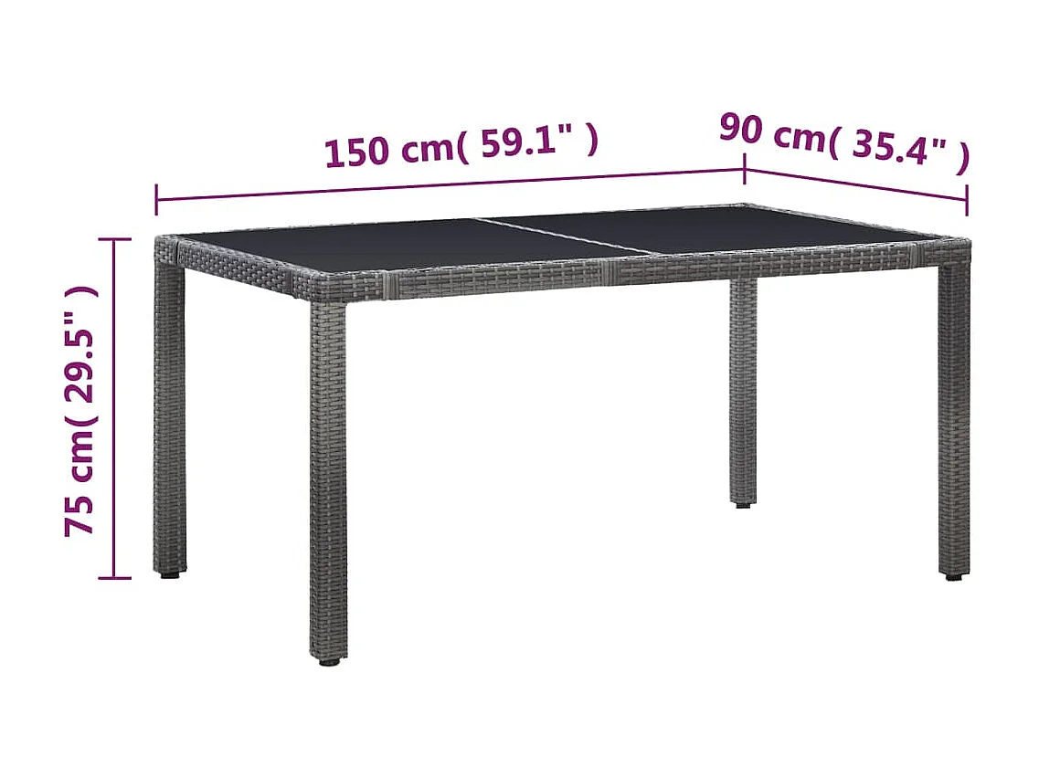 Ensemble à manger d'extérieur 7 pcs Résine tressée Gris