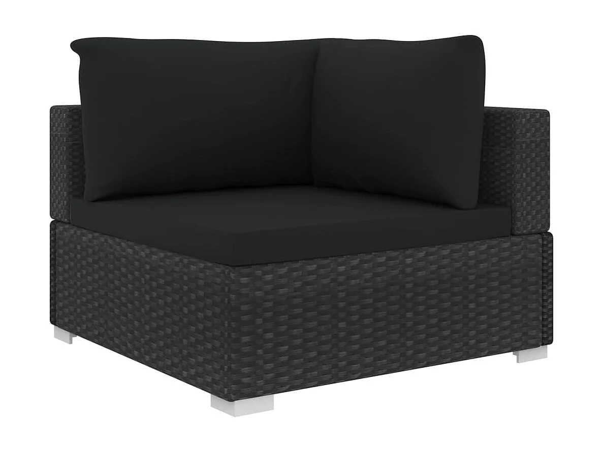 6-tlg. Garten-Lounge-Set mit Auflagen Poly Rattan Schwarz