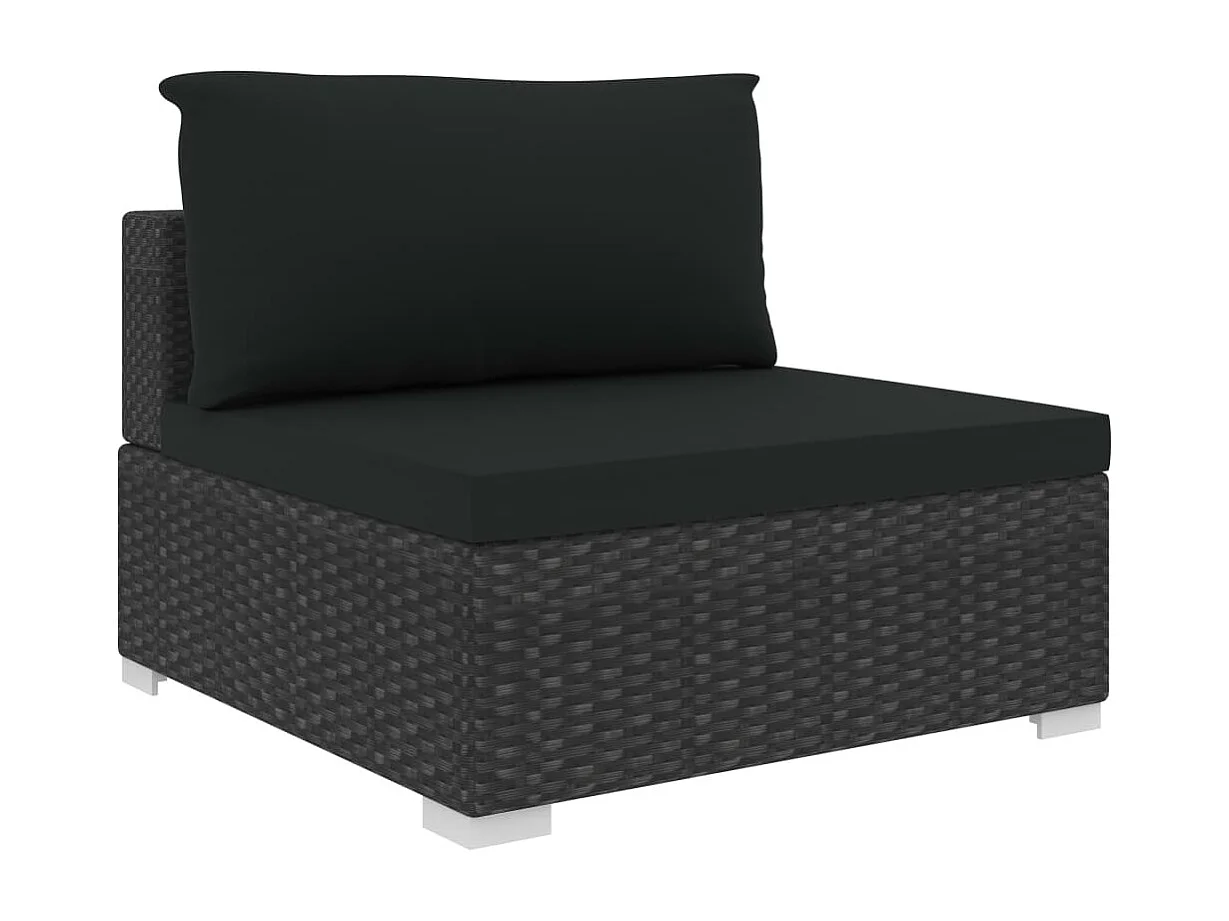 6-tlg. Garten-Lounge-Set mit Auflagen Poly Rattan Schwarz