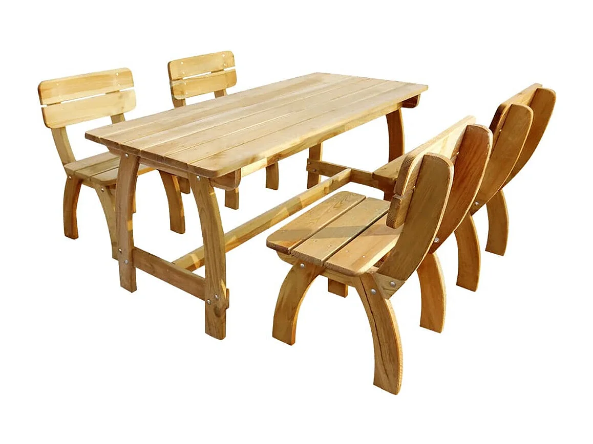 Set da Pranzo da Giardino 5 pz in Legno di Pino Impregnato