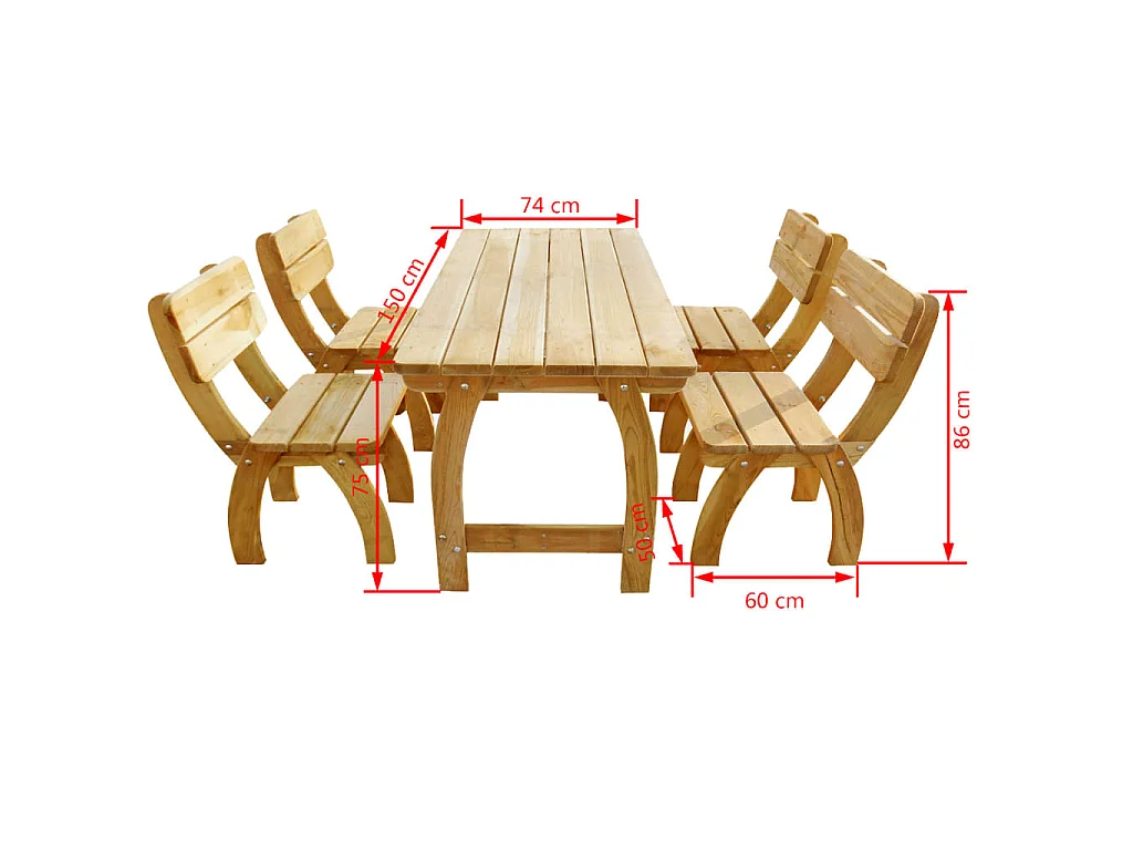 Set da Pranzo da Giardino 5 pz in Legno di Pino Impregnato
