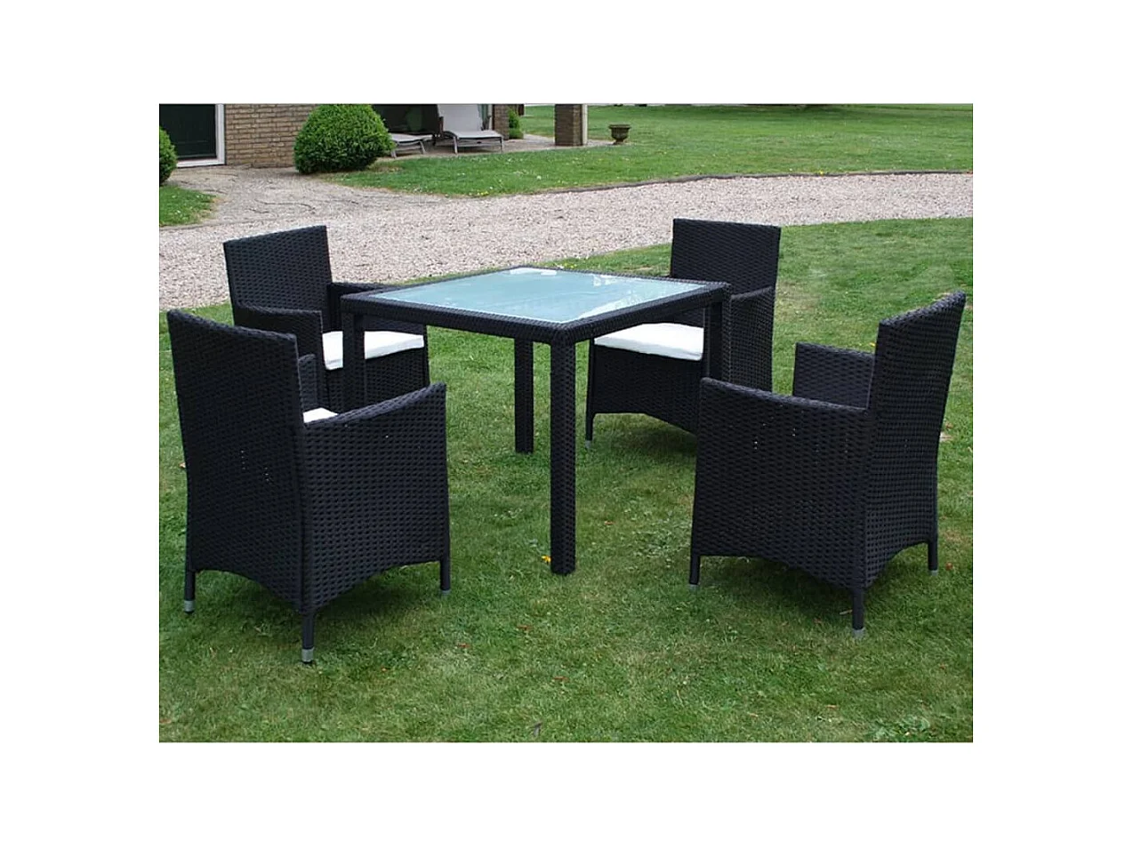 Ensemble à manger d'extérieur 5pcs avec coussins Résine tressée