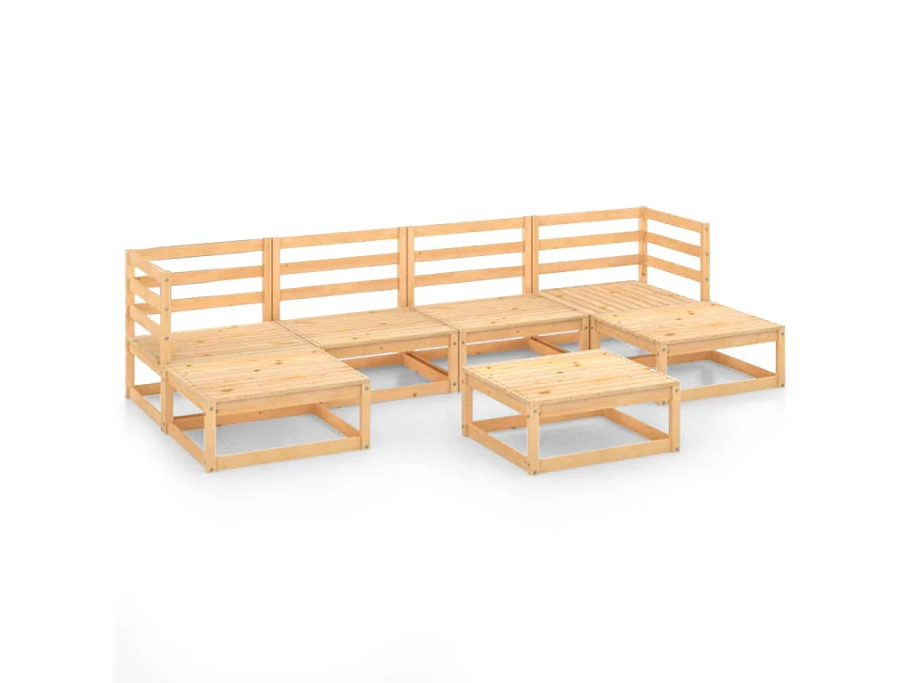 7-tlg. Garten-Lounge-Set Massivholz Kiefer