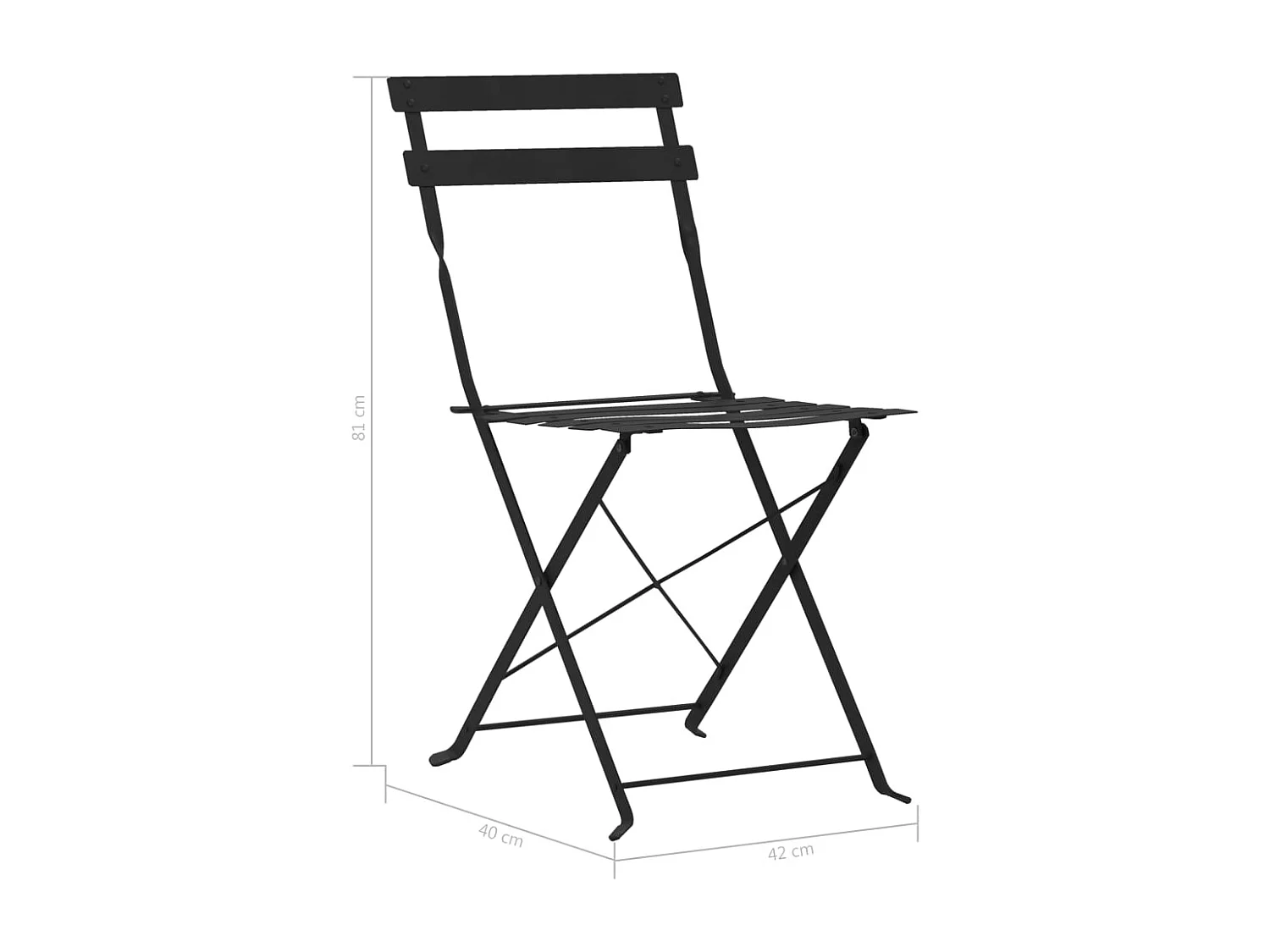 Ensemble de bistro 3 pcs Acier Noir