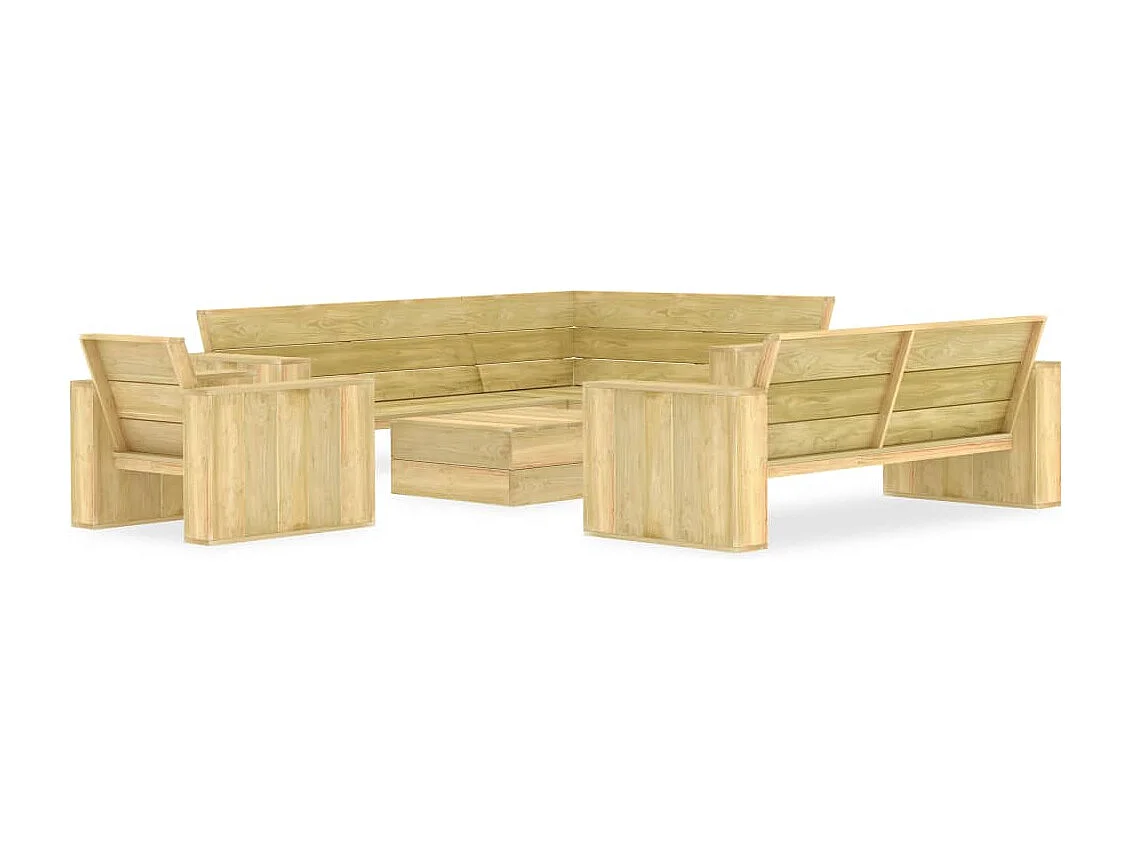 4 pcs conjunto lounge de jardim madeira de pinho impregnada