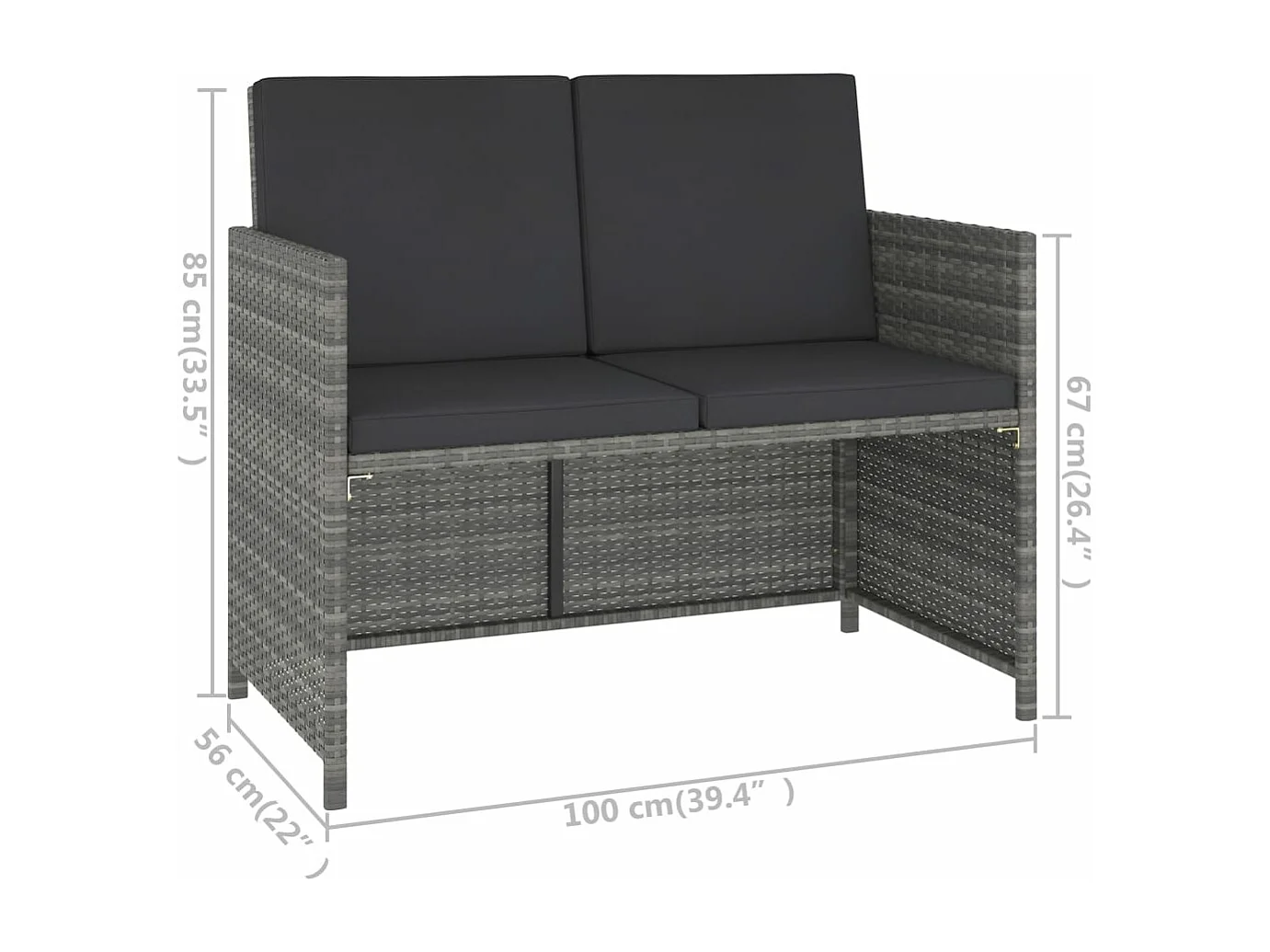 Ensemble à manger d'extérieur 6pcs coussins Résine tressée Gris