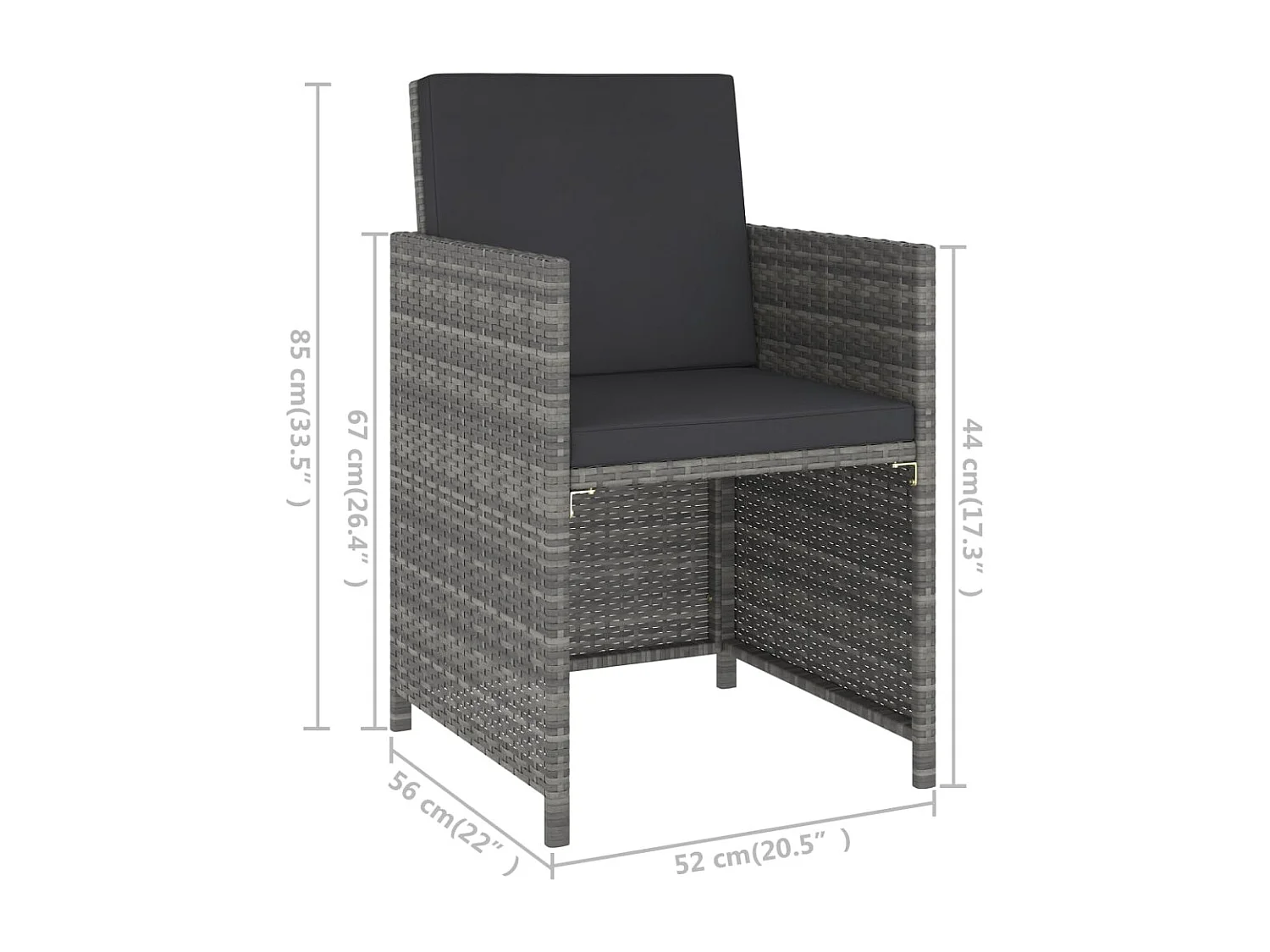 6-delige Tuinset met kussens poly rattan grijs