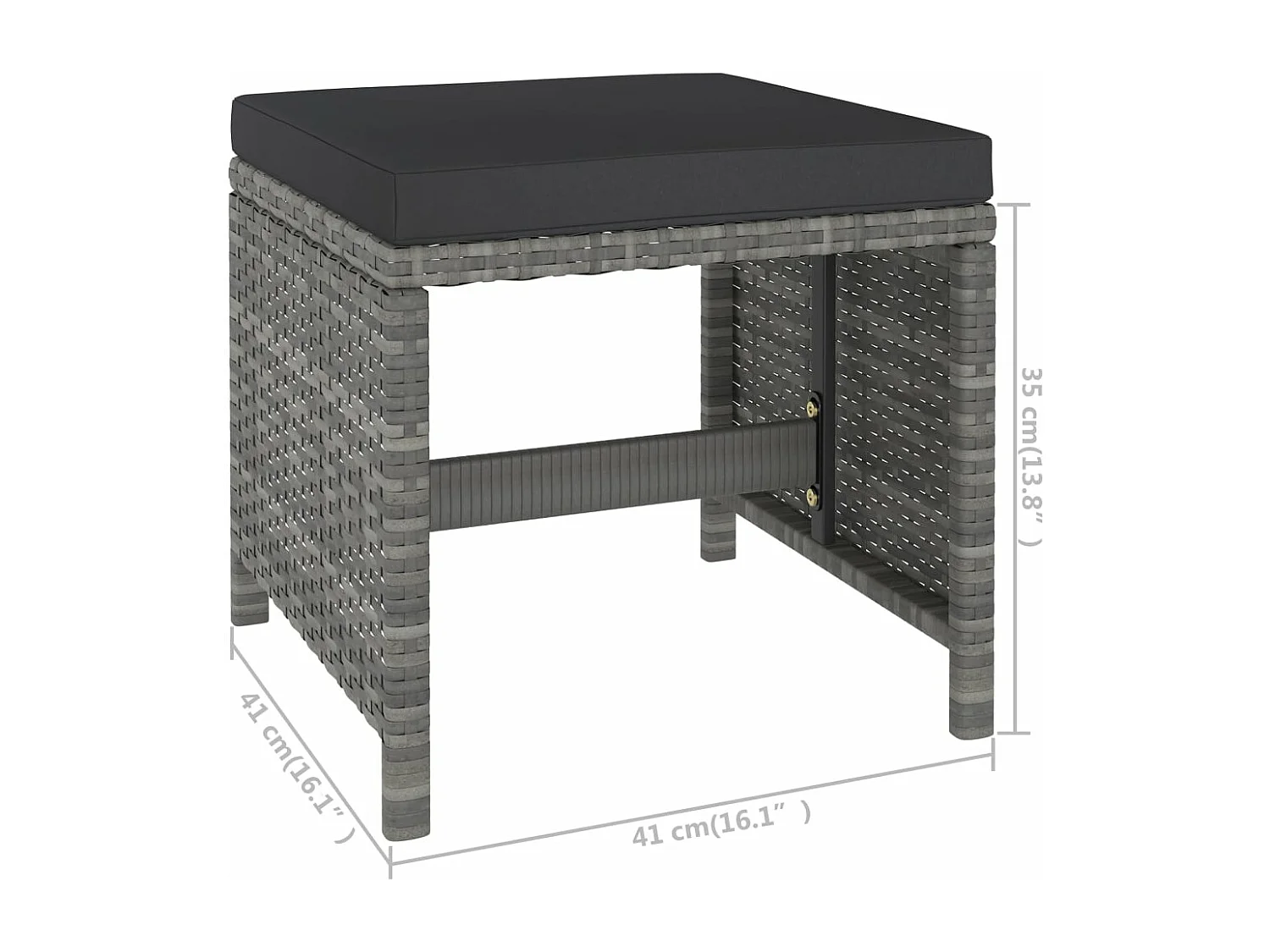 6-delige Tuinset met kussens poly rattan grijs
