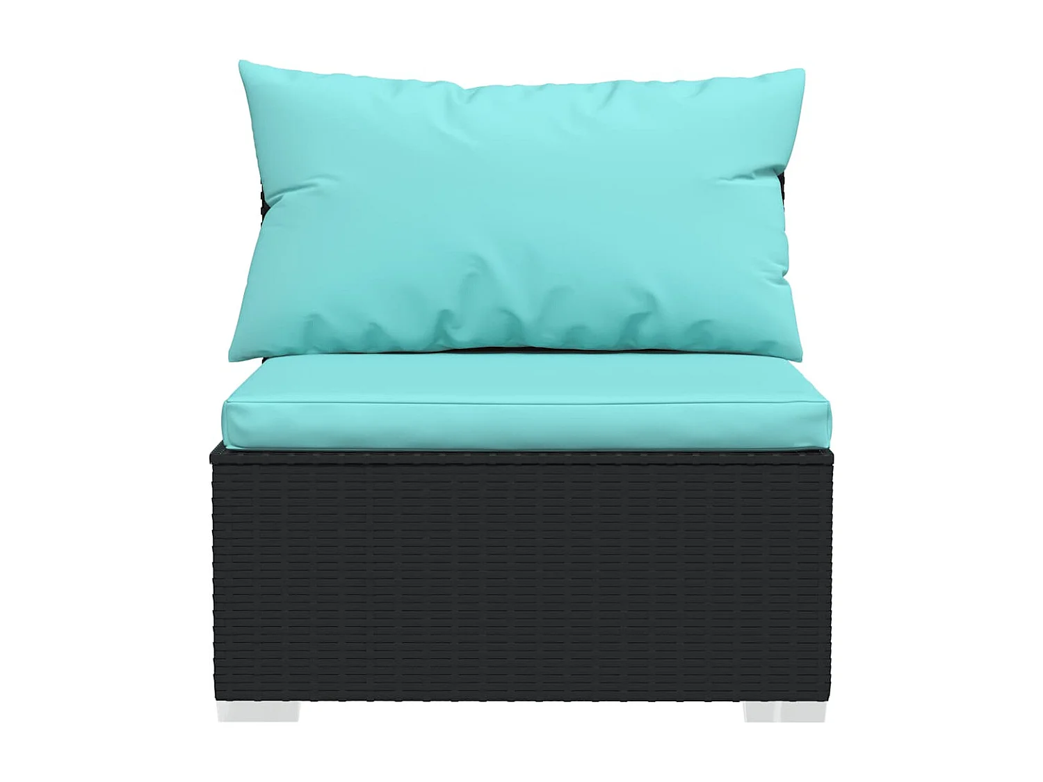 4-tlg. Garten-Lounge-Set mit Kissen Schwarz Poly Rattan