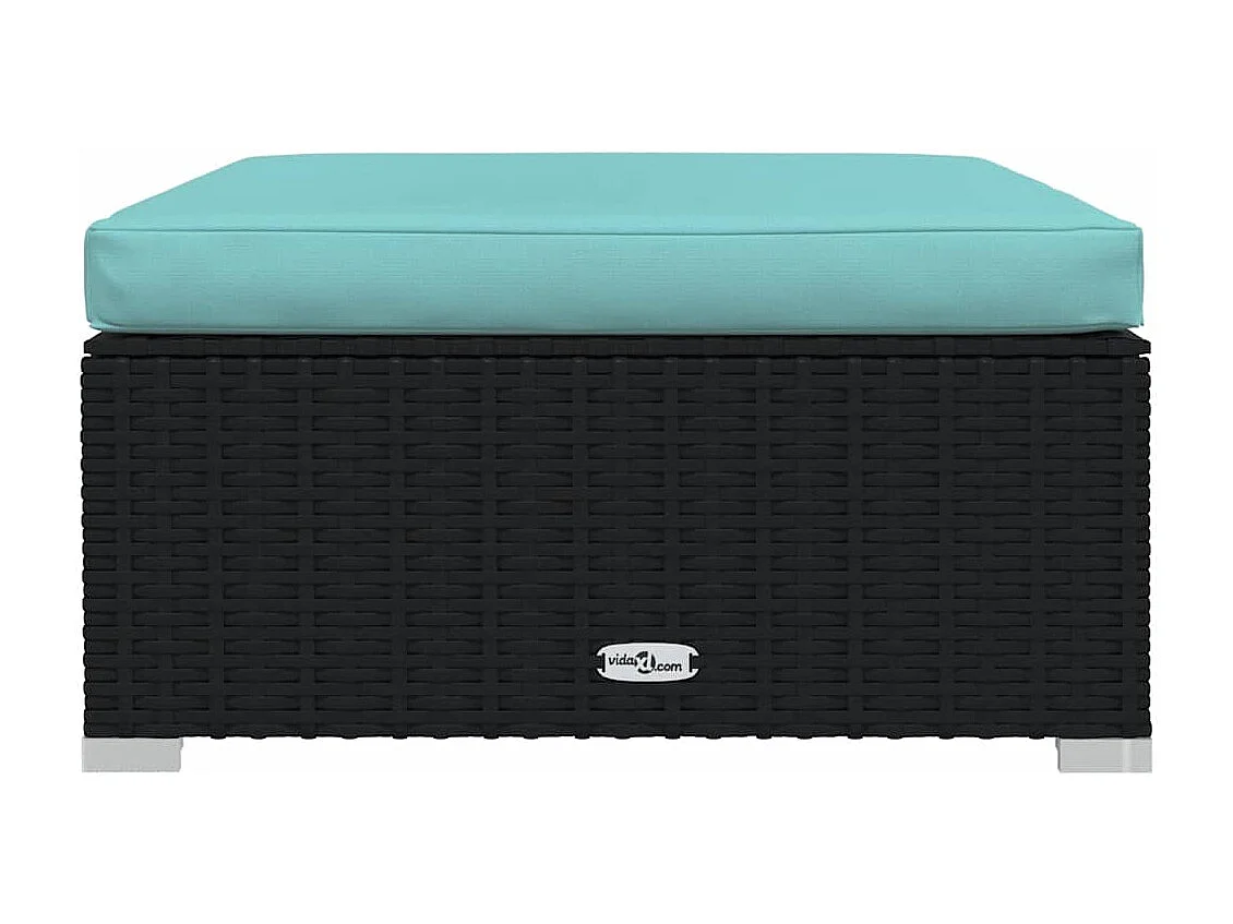 4-tlg. Garten-Lounge-Set mit Kissen Schwarz Poly Rattan