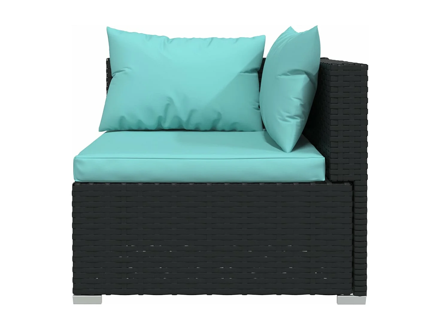 Salon de jardin 4 pcs avec coussins Noir Résine tressée