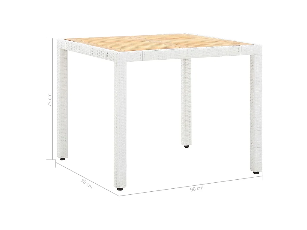 Juego de comedor de jardín 5 piezas ratán sintético blanco